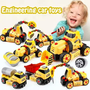 

7PCS Simulation Inertial Engineering Vehicle Modeling Toy Abilities Training Durable Bulldozer Excavator Toy For Children