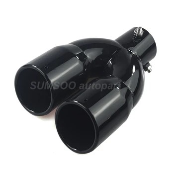 

Universal Car Inlet Double-Barrel Rear Exhaust Tip Tail Pipe Muffler for car modificati 304Stainless Steel Car Accessories
