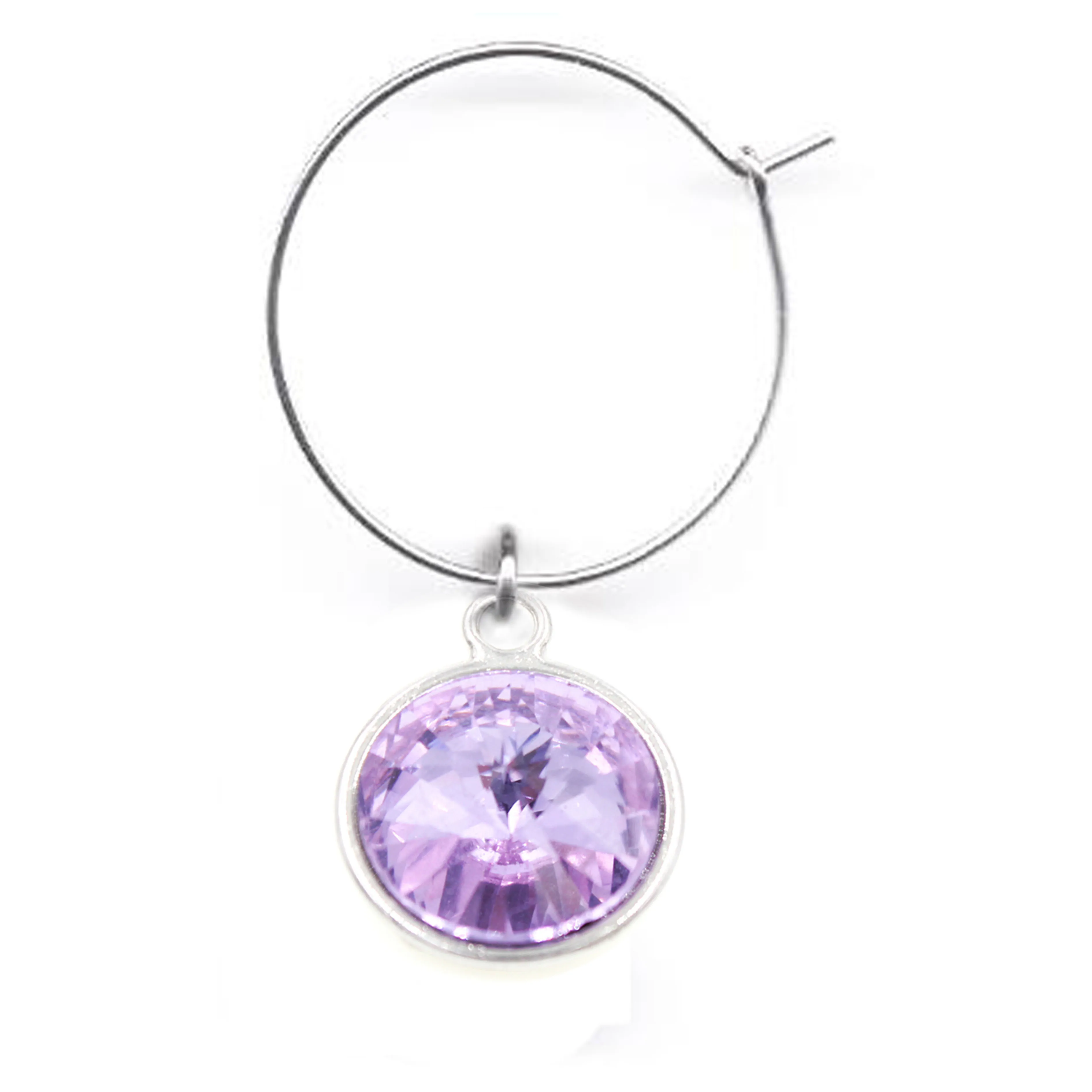 light purple 12 шт., цветные Подвески с камнем рождения, бокалом для вина, с кольцами 25 мм, проволочные обручи, маркеры для напитков, вечерние украшения, серьги - Окраска металла: light purple