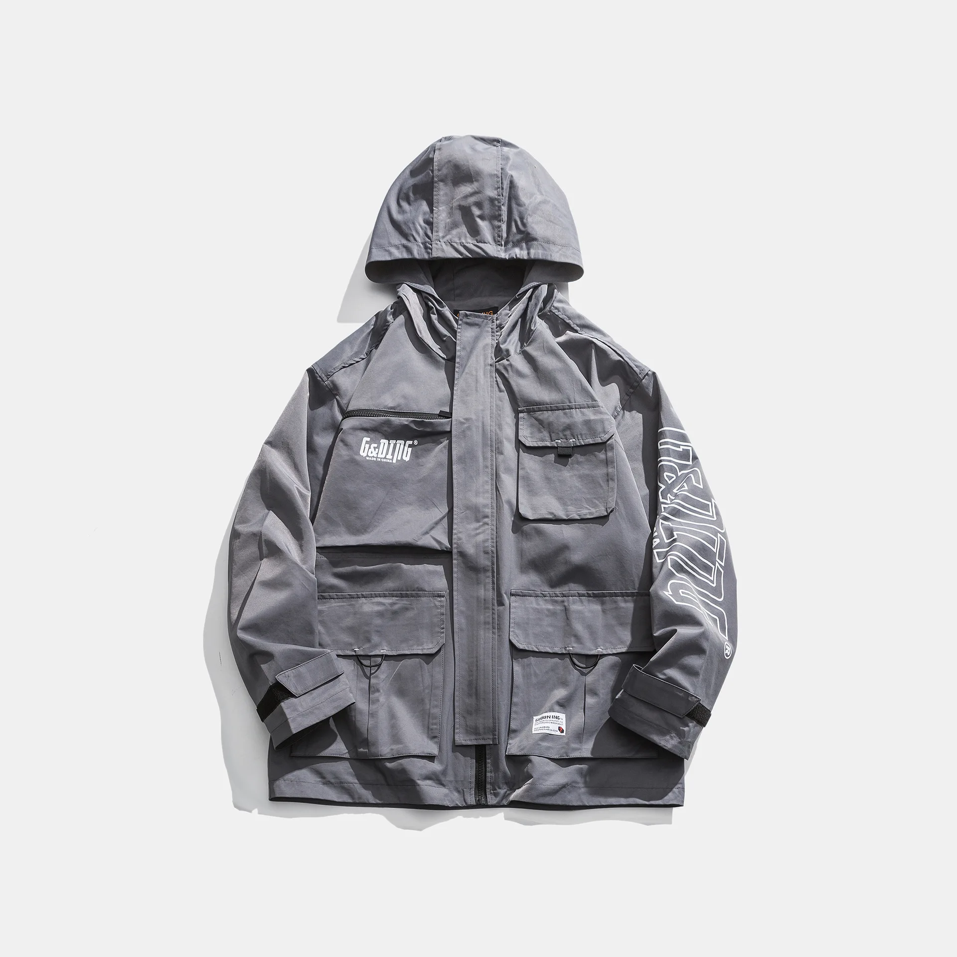 

Wu Air Spring And Autumn New Style Workwear Hooded Coat Men's Popular Brand Loose-Fit Printed Letter Hoodie Hip Hop Raincoat Jac