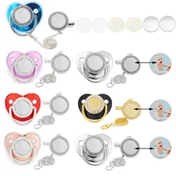 5 Sets Blank Personalized Baby Pacifier Clips Luxury Bling Silicone Pacifier Sublimation Dummy Nipple Teether Newborn Pacifer