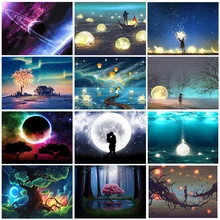 GATYZTORY-pintura al óleo por números de la Luna, paisaje pintado a mano, dibujo sobre lienzo, regalo único para matar el tiempo, decoración del hogar
