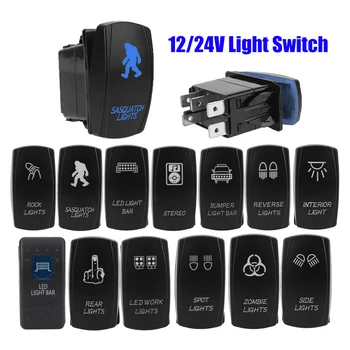 파란색 LED 자동차 조명 스위치 램프 토글 버튼, 12V/24V, 보트, 트럭, 트레일러, RV, 캐러밴, 마린, 범용 자동차 액세서리