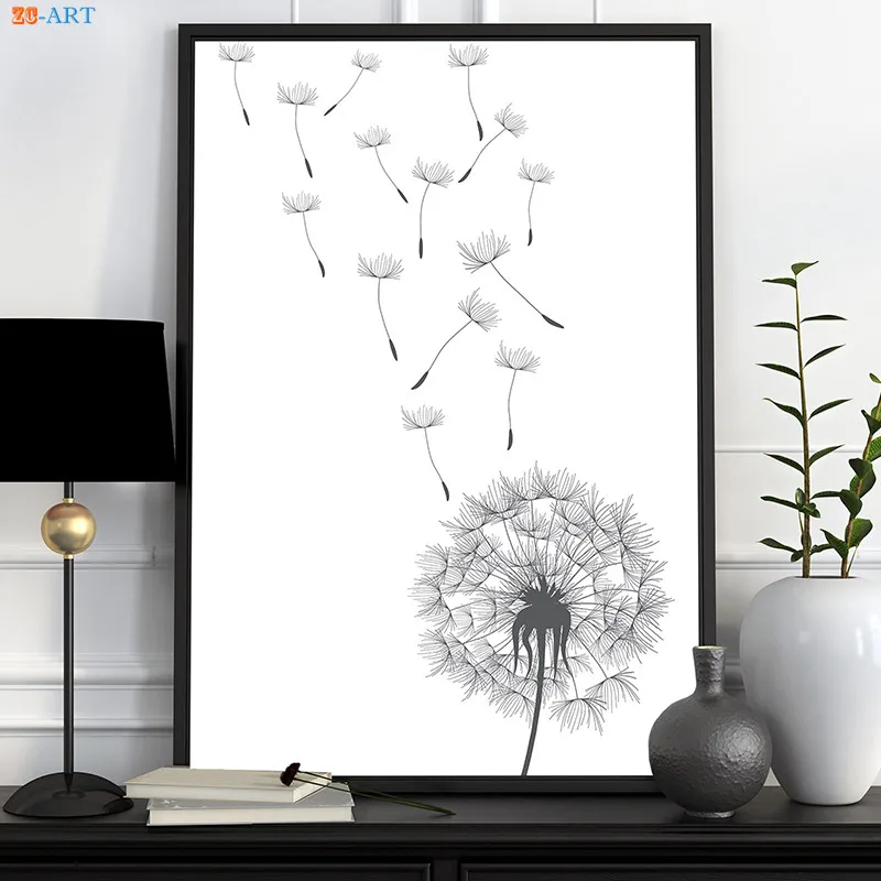 Плакат на холсте с изображением одуванчика и цветов|Рисование каллиграфия| |