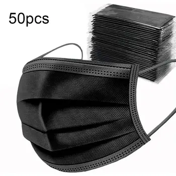 

Fast delivery Hot Sale 3-layer mask 50pcs Face Mouth Masks Non Woven Disposable Anti-Dust Meltblown cloth Masks Earloops Masks