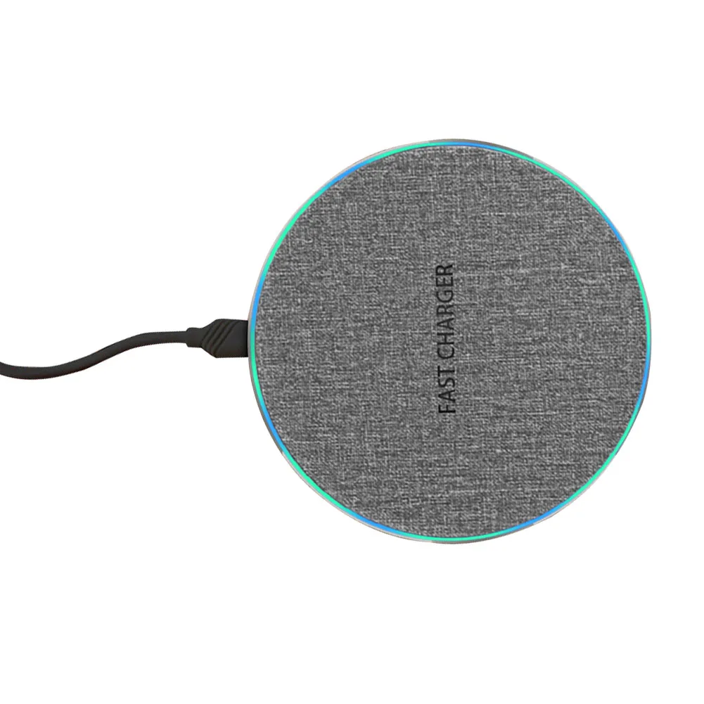  Round Fashion Fast Charging Pad Ultra Thin Desk LED Indicator Office Adapter Aluminum Alloy Univers