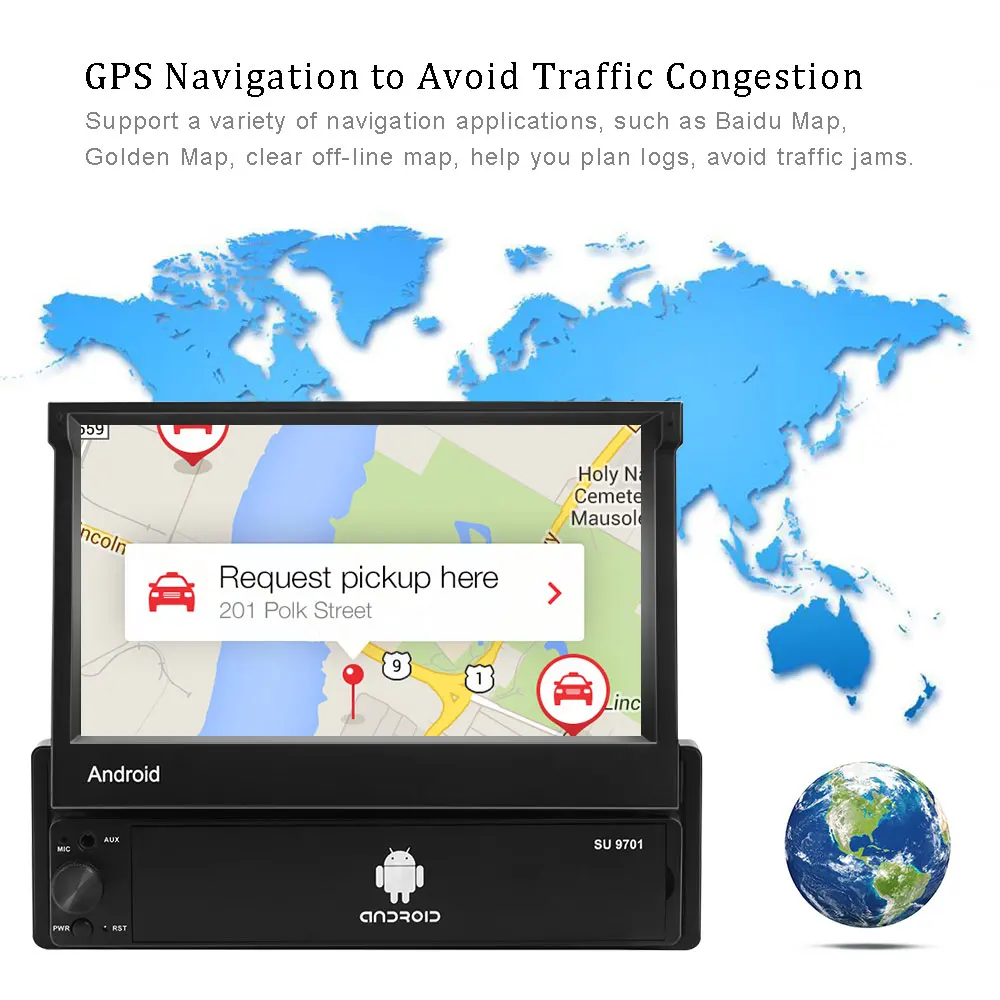 Podofo 1 Din Android автомобильный радиоприемник автомобильный мультимедийный плеер gps навигация Wifi авто MP5 Bluetooth USB FM аудио стерео Bluetooth USB FM