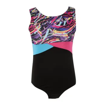 

*2019 One-piece Children Ballet Dance Romper Patchwork Spandex Sleeveless Dancing Athletic Girl Training Costume 4-8T!