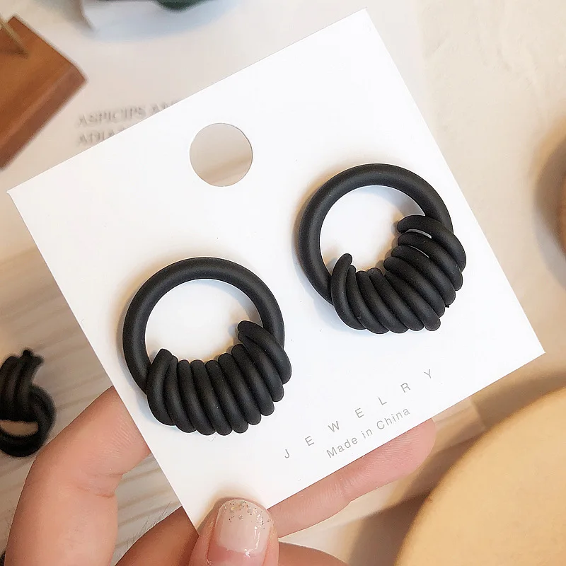 Dangle Earrings Drop Earrings Layered Knot Earrings Geometric Earrings Silver Jewelry Minimalist Black Earrings For Women Multiple Round Geometric Knot Drop Statement Earrings Fashion Party Jewelry Gift