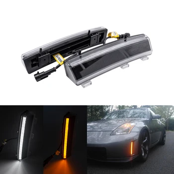 

Smoke White/Amber Led 3D Daylight Guide DRL W/ Turn Signal Lights For Nissan 350Z Z33 2006-2009