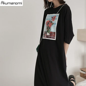 

Summer Floral Dresses For Women Cotton Black Large Big Size 7xl 6xl 5xl 4xl 3xxl Casual Mixe Dress Long Plus Size Straight Dress