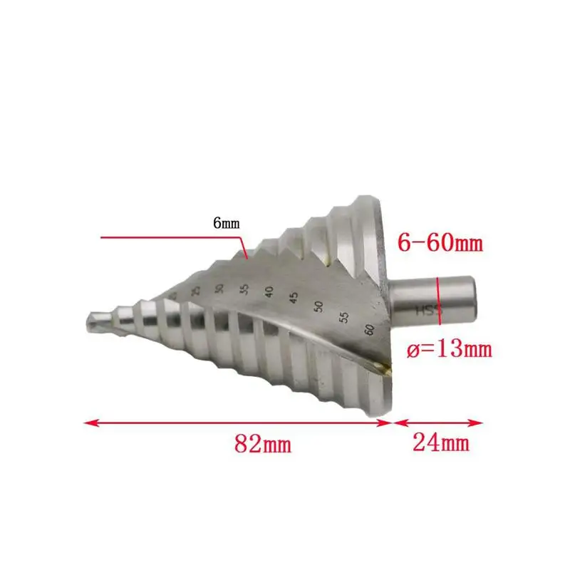 WINOMO 6-60mm Step Drill Bit 12 Steps Bit Shank Spiral Groove Step Drill Hole Cut HSS Spiral Groove Step Drill Bit Shank WINOMO 6-60mm Step Drill Bit 12 Steps Bit Shank Spiral Groove Step Drill Hole Cut HSS Spiral Groove Step Drill Bit Shank