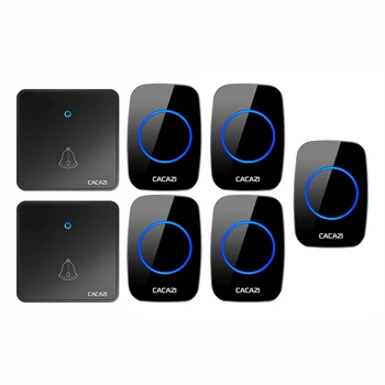 

CACAZI Home Wireless Night Light Doorbell Waterproof CR2032 Battery 2 Transmitter 5 Receiver US EU UK Plug 0-110DB 60 Chimes