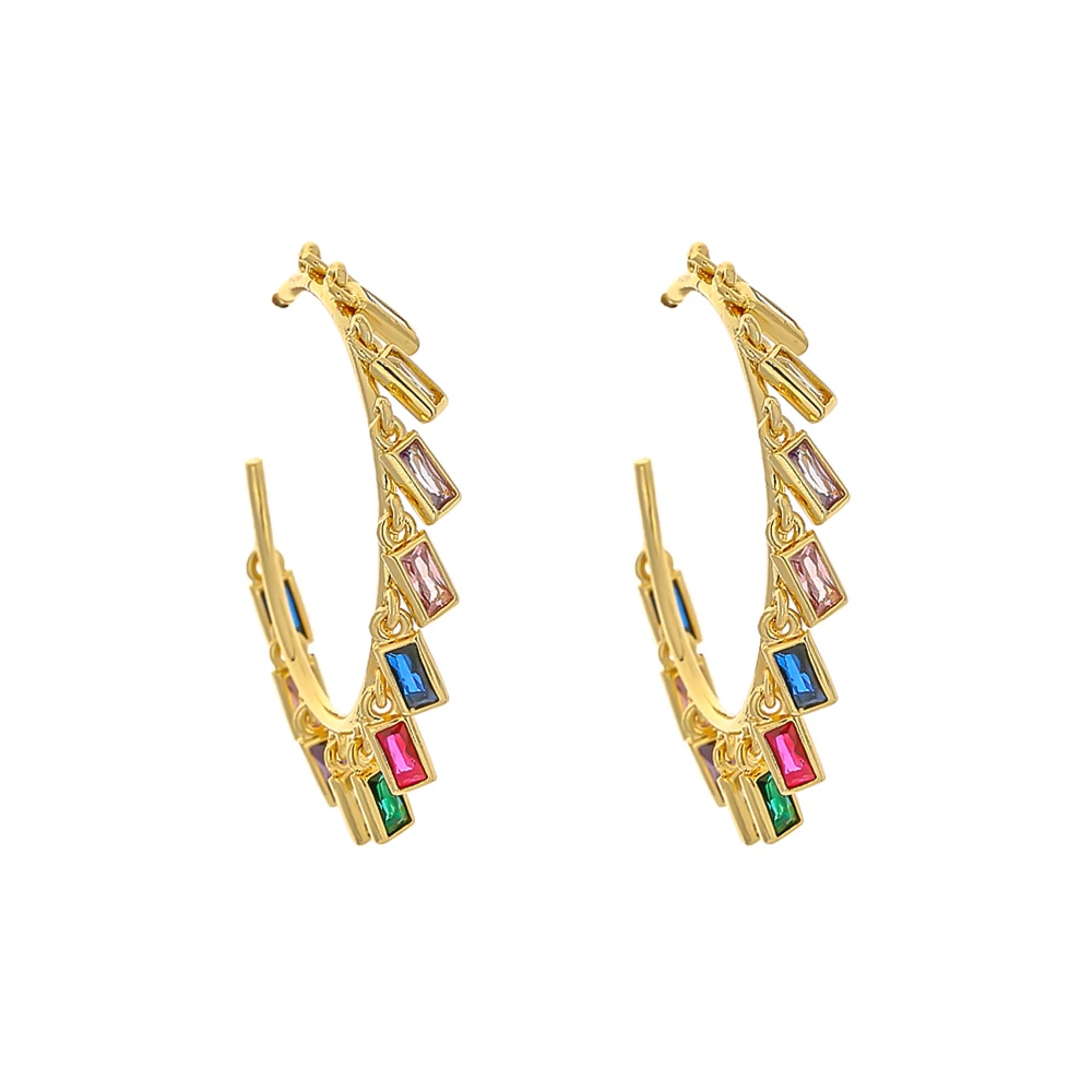 Yhpup Brand Personality Rainbow Hoop Earrings Vintage Bohemia Jewelry Charm Copper Gold Brincos for Women Party Jewelry Gift New