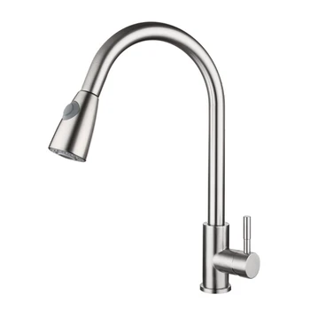 

1/2" Stainless Steel Kitchen Sink Faucets with Pull Down Sprayer Single Handle Deck Mount Pull Out 360° Swivel Faucets