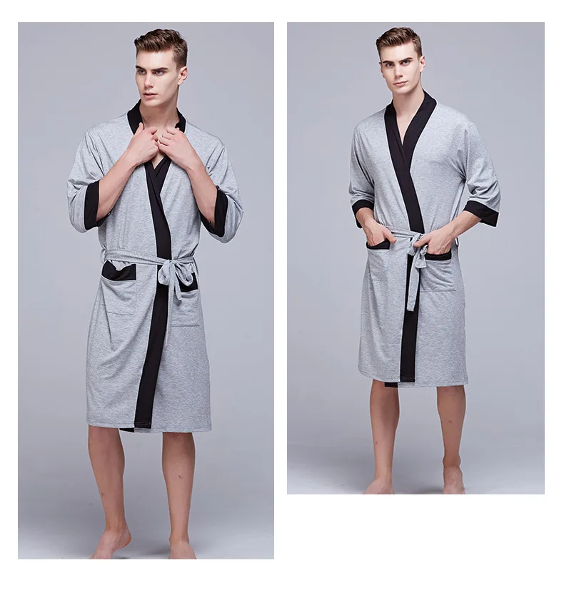 Весенняя и Летняя мужская хлопчатобумажная ткань Халат мужской однотонный хлопковый Халат Домашняя одежда спальный халат для мужчин кимоно мужские