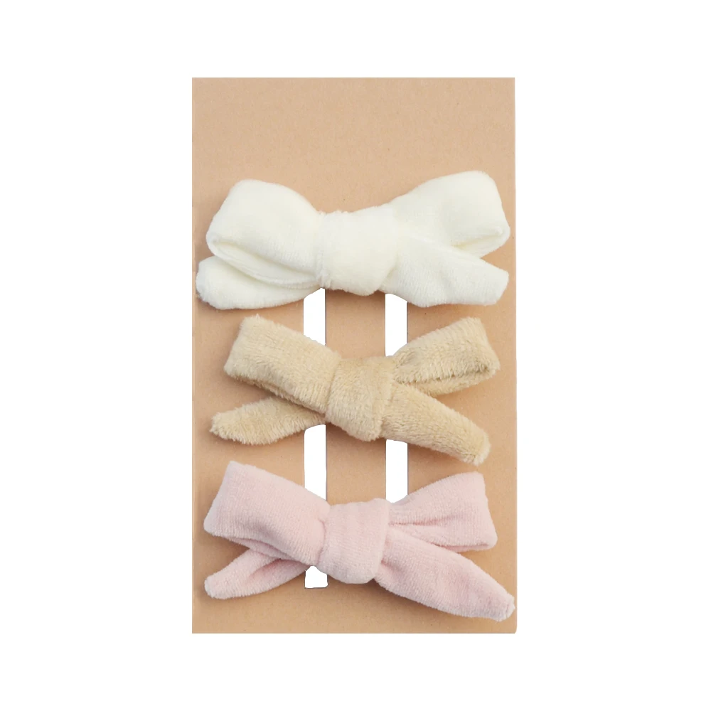 3 шт./упак. зеленый/бежевый/коричневый хлопок и шерсть с бантом из плотного