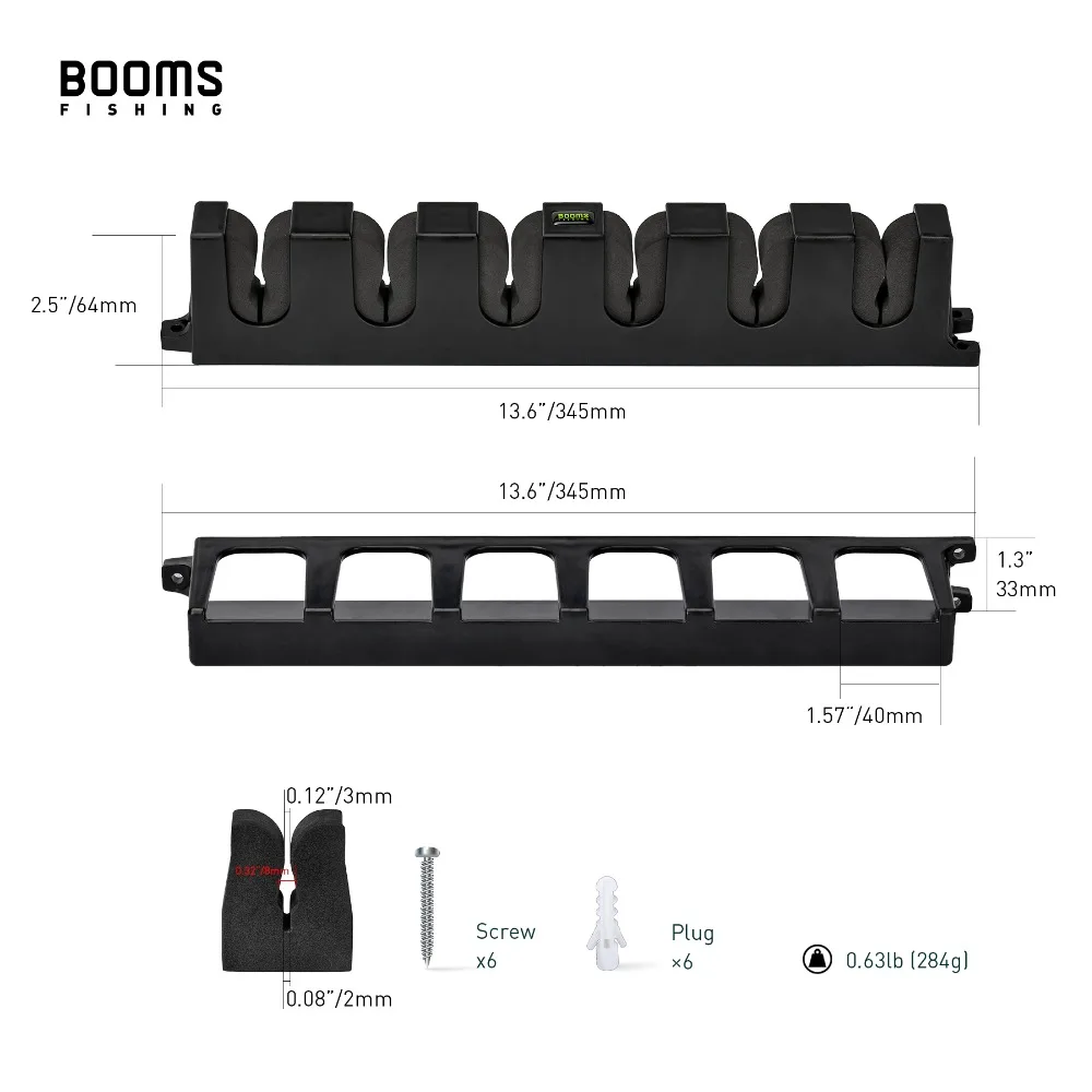 Booms Fishing WV2 Вертикальная 6-Rod стойка для удочки держатель для удочки настенный модульный держатель для гаража