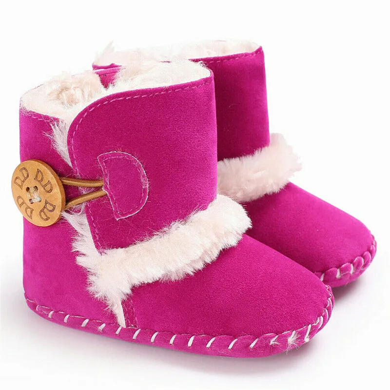 Newborn Kid Winter Boots Baby Girl Boy Snow Boots Winter Half Boots Infant Kids New Soft Bottom Shoes - Цвет: Rose red