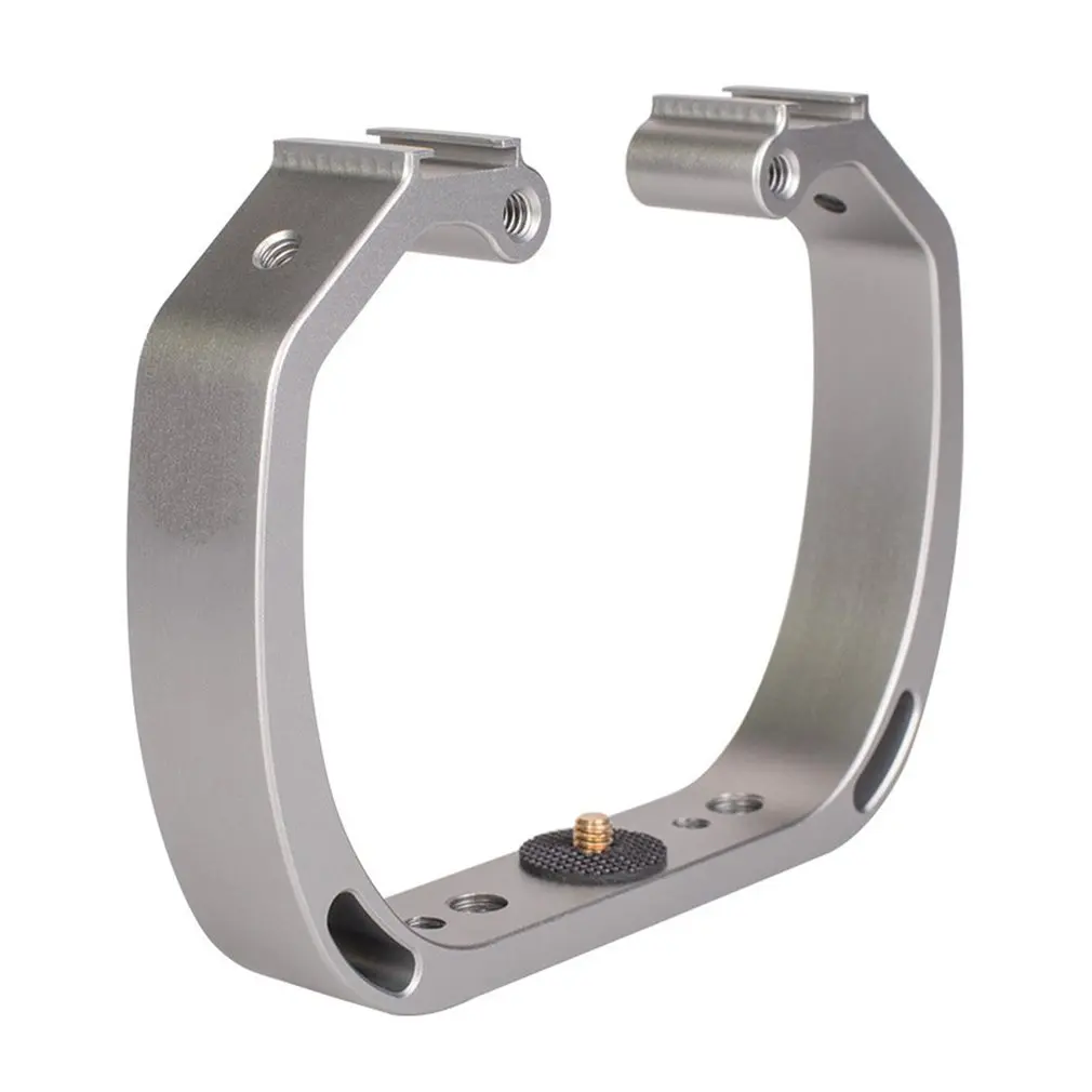 

Sports camera double head hot shoe fill light bracket handle diving handheld stabilizer for GoPro 5 4 3 YI SJCAM