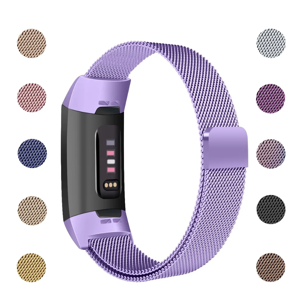 Металлический ремешок из нержавеющей стали, для браслета Fitbit charge 2, Миланская петля, магнитный, для зарядки, 3 ремешка, умный Браслет для женщин и мужчин