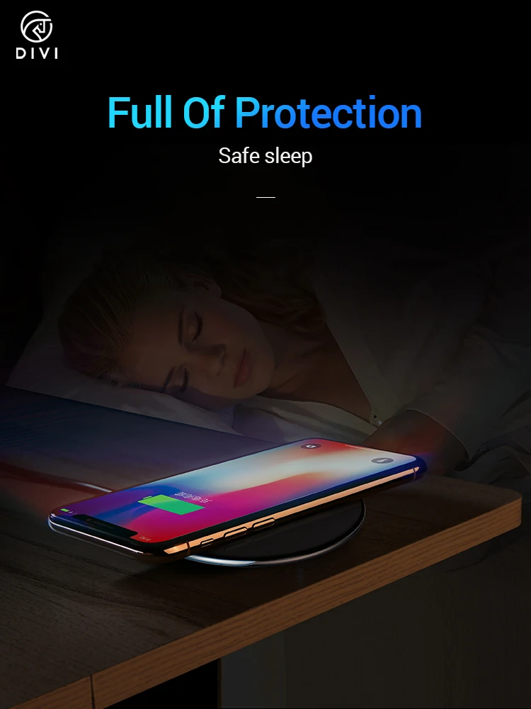 DIVI Беспроводное зарядное устройство для iPhone X Xs Max Быстрое беспроводное зарядное устройство для телефона samsung S10 S9 S8 Xiaomi MI9