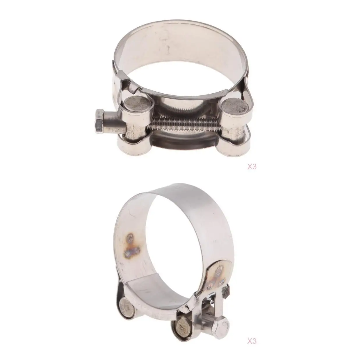 6pcs Universal Clamp For Motorcycle Exhaust Pipe - Stainless Steel 48-51mm / 52-55mm