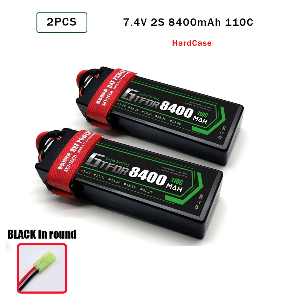 2PCS8400hardBLACK GTFDR 7,4 V 8400mAh 2S2P 110C 59.2WH Lipo аккумулятор Перезаряжаемый для RC HPI HSP 1/8 1/10 багги RC автомобиль осевой Scx10 - Цвет: 2PCS8400hardBLACK