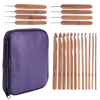

20pcs/Set Bamboo Crochet Hooks Set Ergonomic Knitting Needles Knit With Storage Carry Case Weave Yarn Needle for Knitting Tools