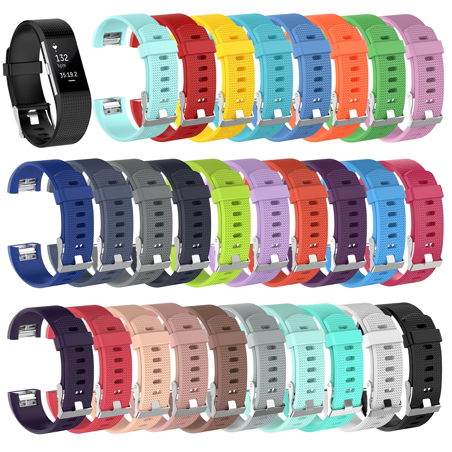 Large Replacement Wristband For Fitbit Charge 2 Band Silicone Fitness Small 