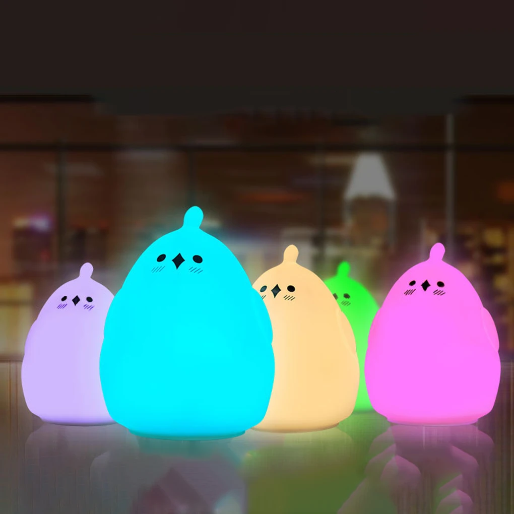 USB Rechargeable Night Light Colorful Cartoon Silicone Smart Induction Bedroom Table Lamp LED Pat Light