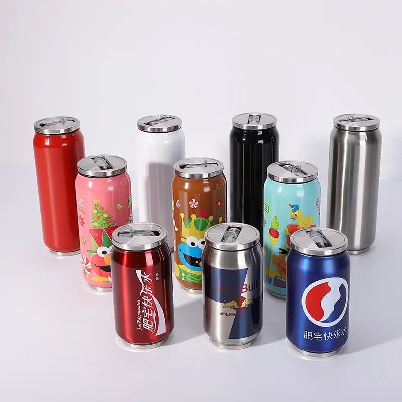 

New Style Creative Insulated Stainless Steel Bottle Cans Fashion Advertising Cup Cup with Straw