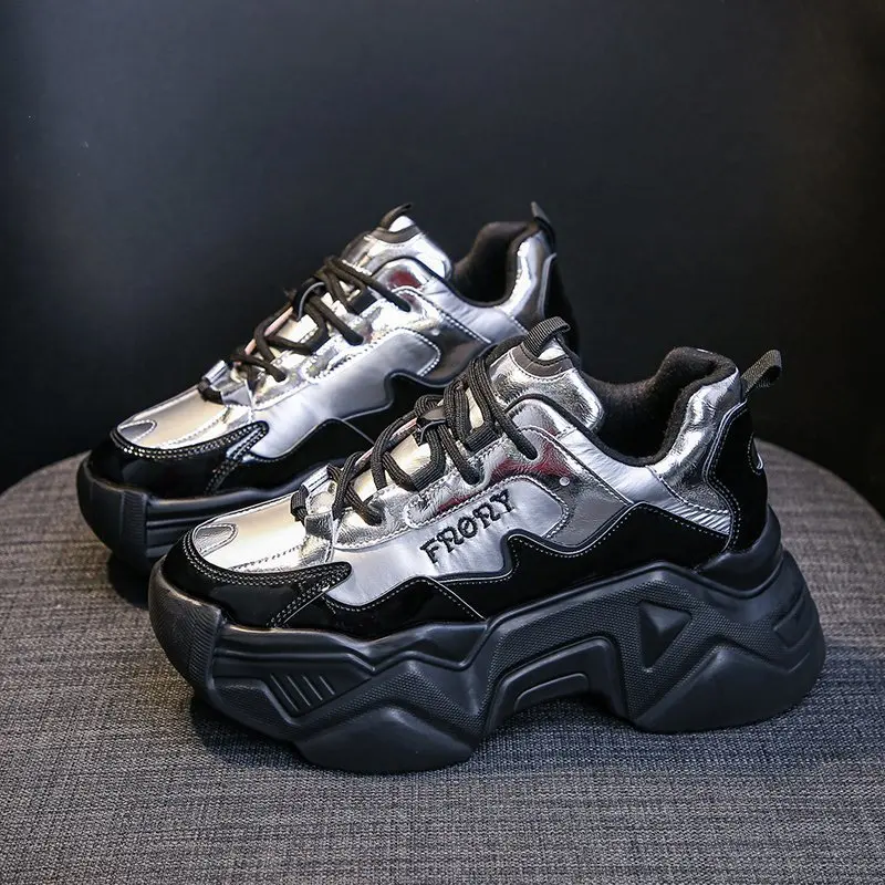 

Женские кроссовки 2021, Женская Повседневная прогулочная обувь на массивной платформе, женская модная серая новая зимняя теплая искусственная кожа