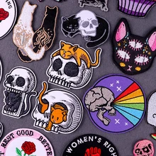 Punk Skull Patch Embroidered Patches For Clothing Thermoadhesive Patches On Clothes Clothing Applique Hippie Patch For Clothes