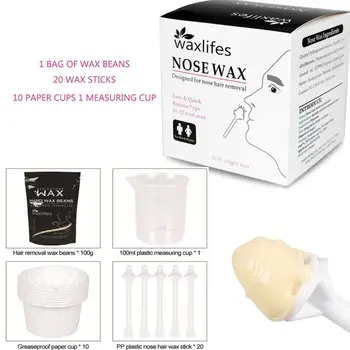 

1Set Nose Ear Hair Removal Wax Kit Painless Easy Mens Nasal Waxing hair trimmer Nose Hair Wax Bean Set nose hair trimmer 4Pcs