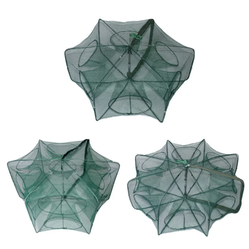 

6/8/12 Holes Folding Fishing Network Foldable Nylon Automatic Fishing Net Shrimp Cage Crab Fish Trap Cast Net Cast Met 2019 New