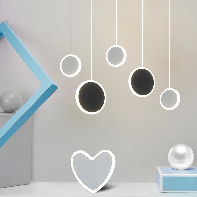 

Modern LED Pendant Light for Dining Room Bedroom Bedside Bar Hanging Lamp Background Wall Decorative Lighting 220V White Black