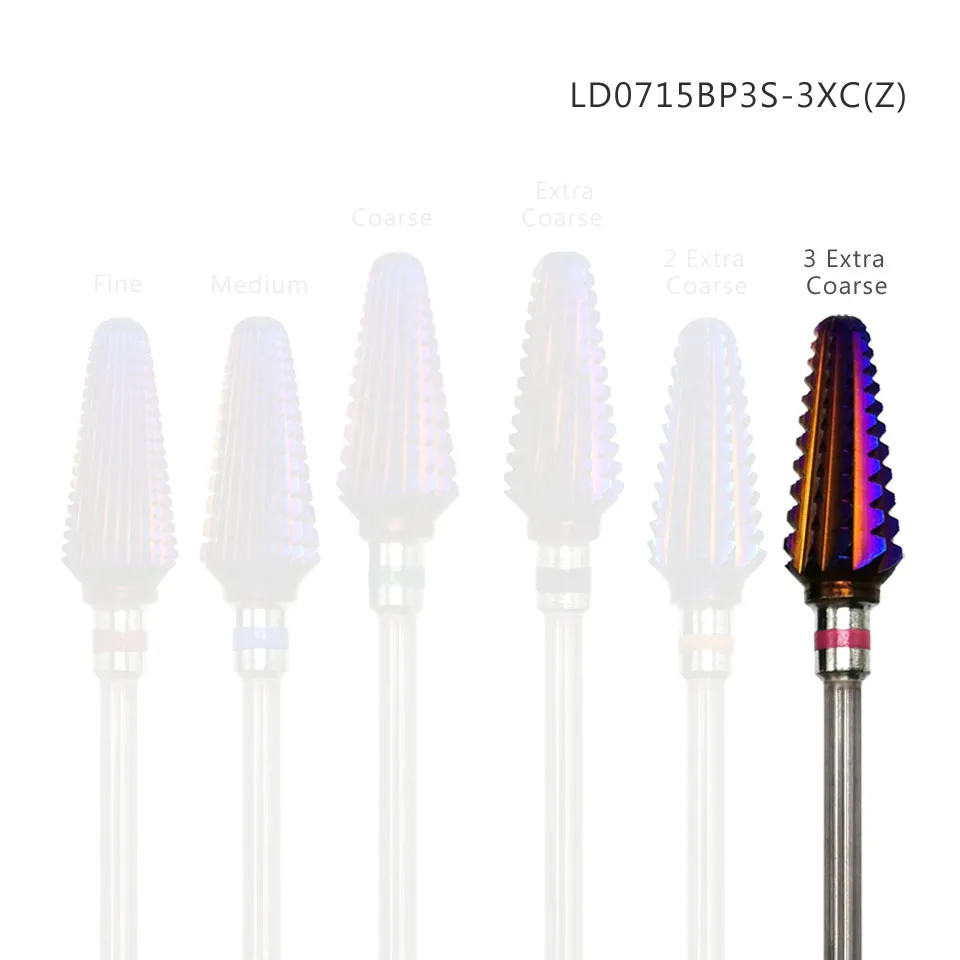 LD0715BP3S-3XC(Z) HYTOOS Tornado фиолетовое твердосплавное сверло для ногтей 3/3" острый фреза для маникюра роторные сверла аксессуары для удаления геля - Цвет: LD0715BP3S-3XC(Z)