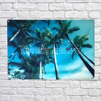 

Coconut tree Banners Hanging Flag Wall Sticker Cafe beer workshop Restaurant locomotive club Live background decoration