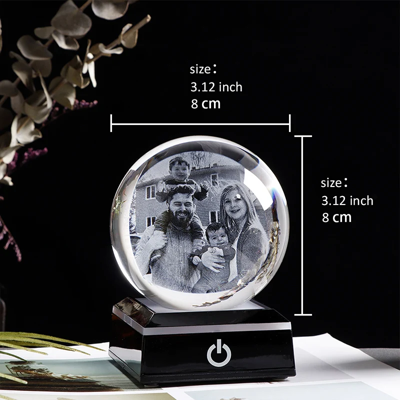 Customized 8 cm K9 Crystal Ball Personalized Gift to Girlfriend Wedding Gift Christmas Gift 2D Laser Engraved Globe