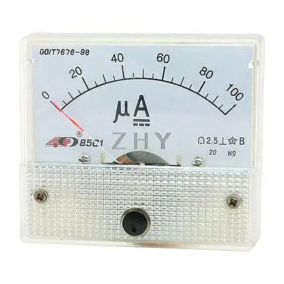 

Plastic Casing DC 0-100uA Analog Current Panel Meter Ammeter 85C1