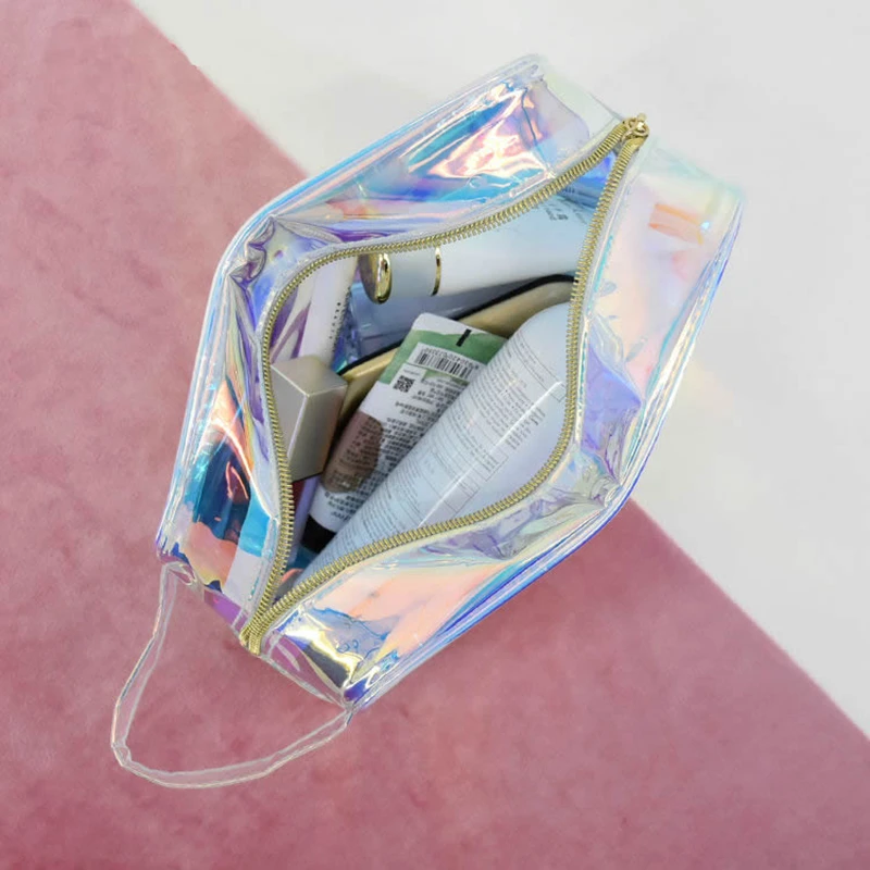 Модная прозрачная Лазерная косметичка портативный косметический чехол для