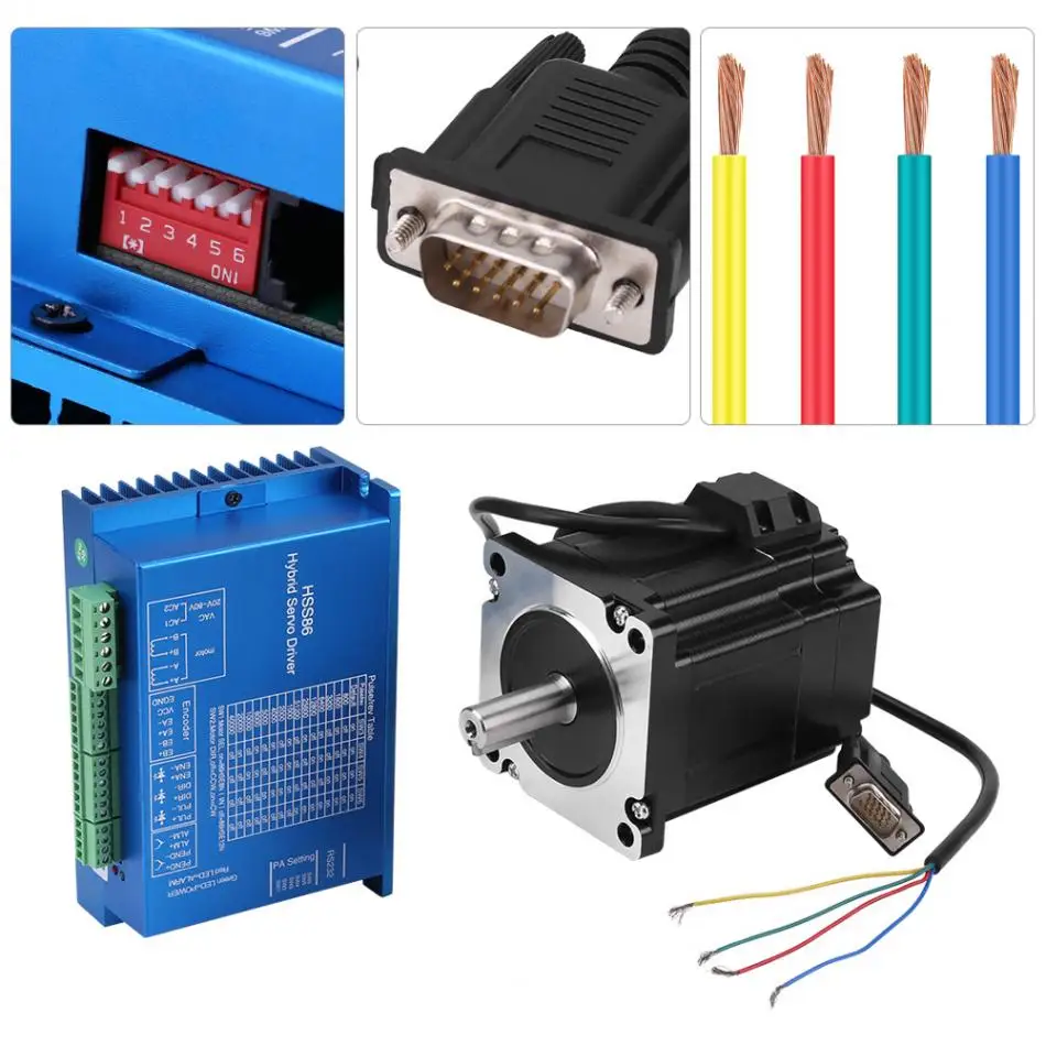 1 Set HSS86 Hybrid Servo Driver and NEMA34 Closed-Loop High Speed Stepper Servo Motor 4N.M 0~3000RPM