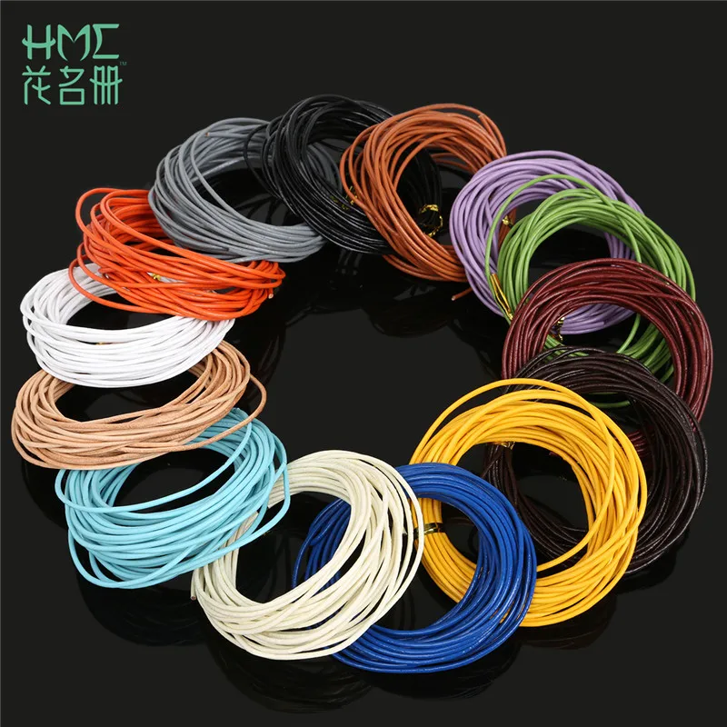 Description Picture 5 of itemHigh Quality 14 Colors 5 Meter Real Genuine Leather Cord Round Rope String For DIY Necklace Bracelet Jewelry Cord Dia 1.5mm