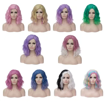 

Fashion Short Bob Wigs Curly Wavy Shoulder Length Hair Wigs for Women Girl Ladies Cosplay Party Concert Daily Wear