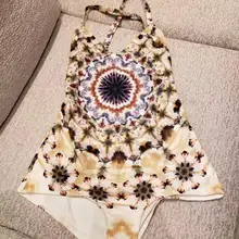 Сексуальный Топик с буквенным принтом бикини женский цельный купальник цветочный Модный Купальник цельный костюм стринги с открытой спиной купальный костюм