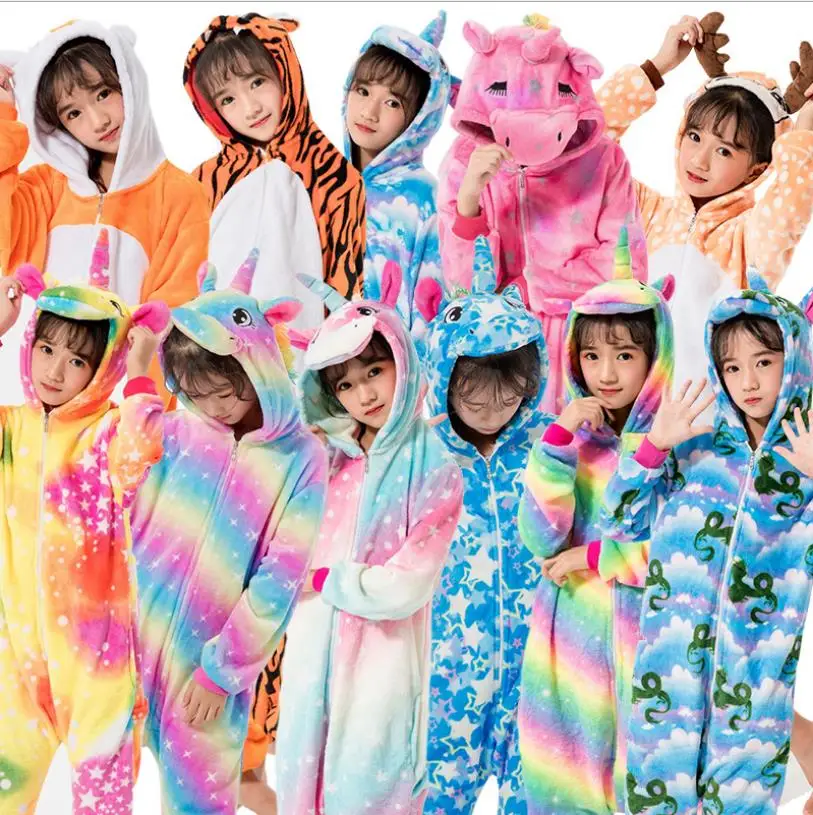 пижамы детские единорог кенгуруми Onesie/Детские для девочек и мальчиков зимний