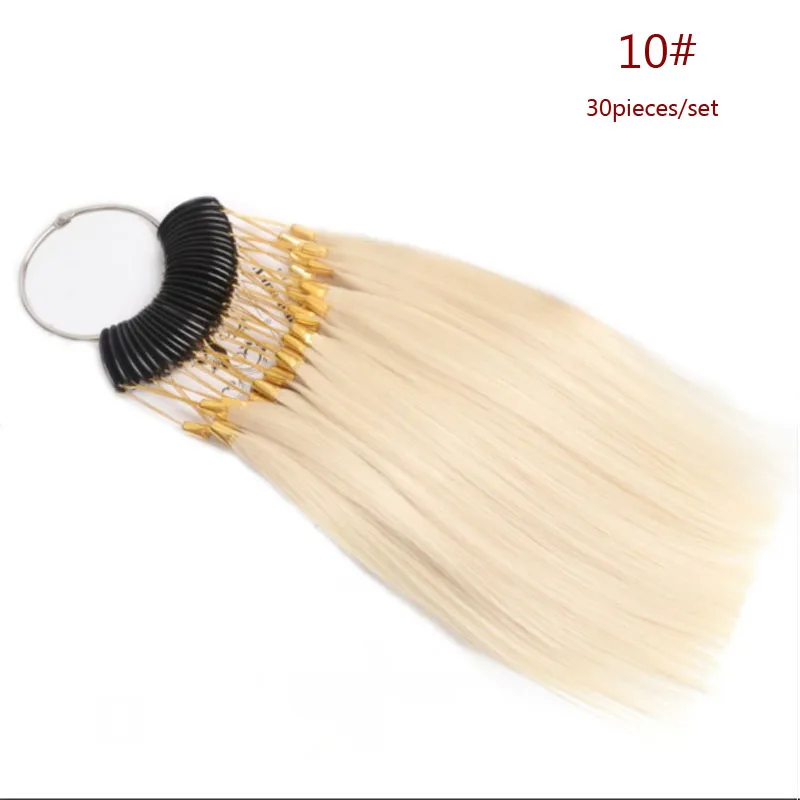 30Pcs/Set 100% Human Virgin Hair Color Ring for Human Hair Extensions and Salon Dyeing Sample, Can Be Dye Any Color