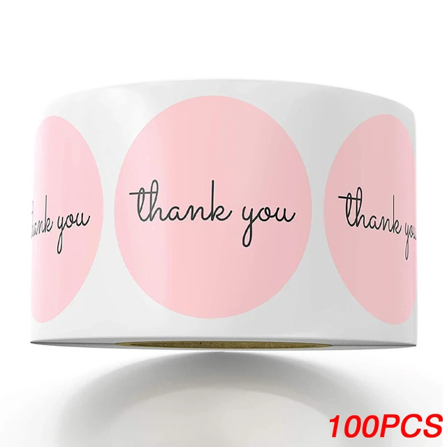 100-500pcs Thank You Sticker Envelope Seal Scrapbook Sticker Pink Heart Cute Round Sticker Stationery Label Stickers YH63-100pcs