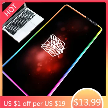 

Yuzuoan Anime Attacking Giant Cool Pattern RGB Mouse Pad Backlit LED Light Anti-skid Cool Game Table Mat
